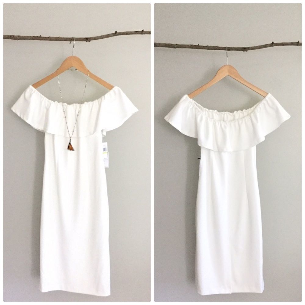 𝅺STATE Off Shoulder Ruffle Dress In Ivory - Picture 4 of 5